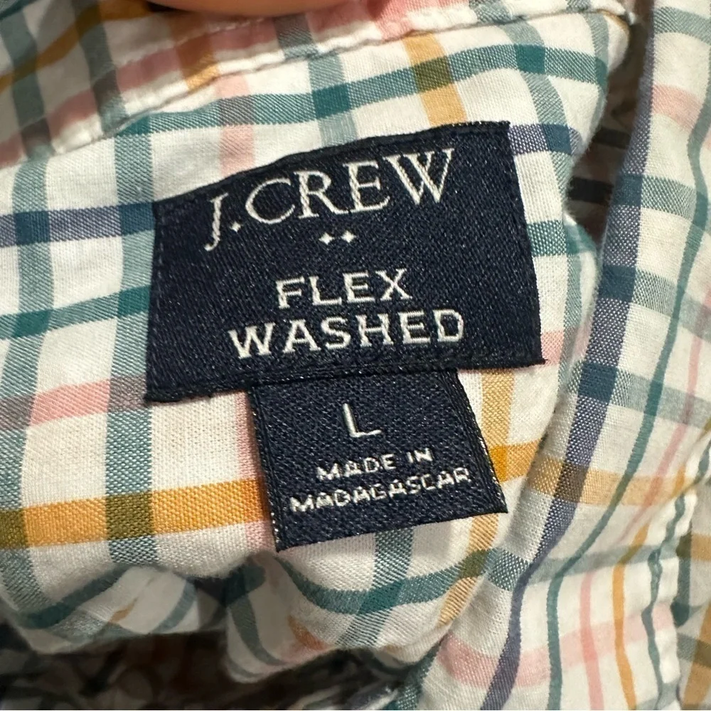 NWOT j crew Classic flex casual shirt White Blue Rose Ochre